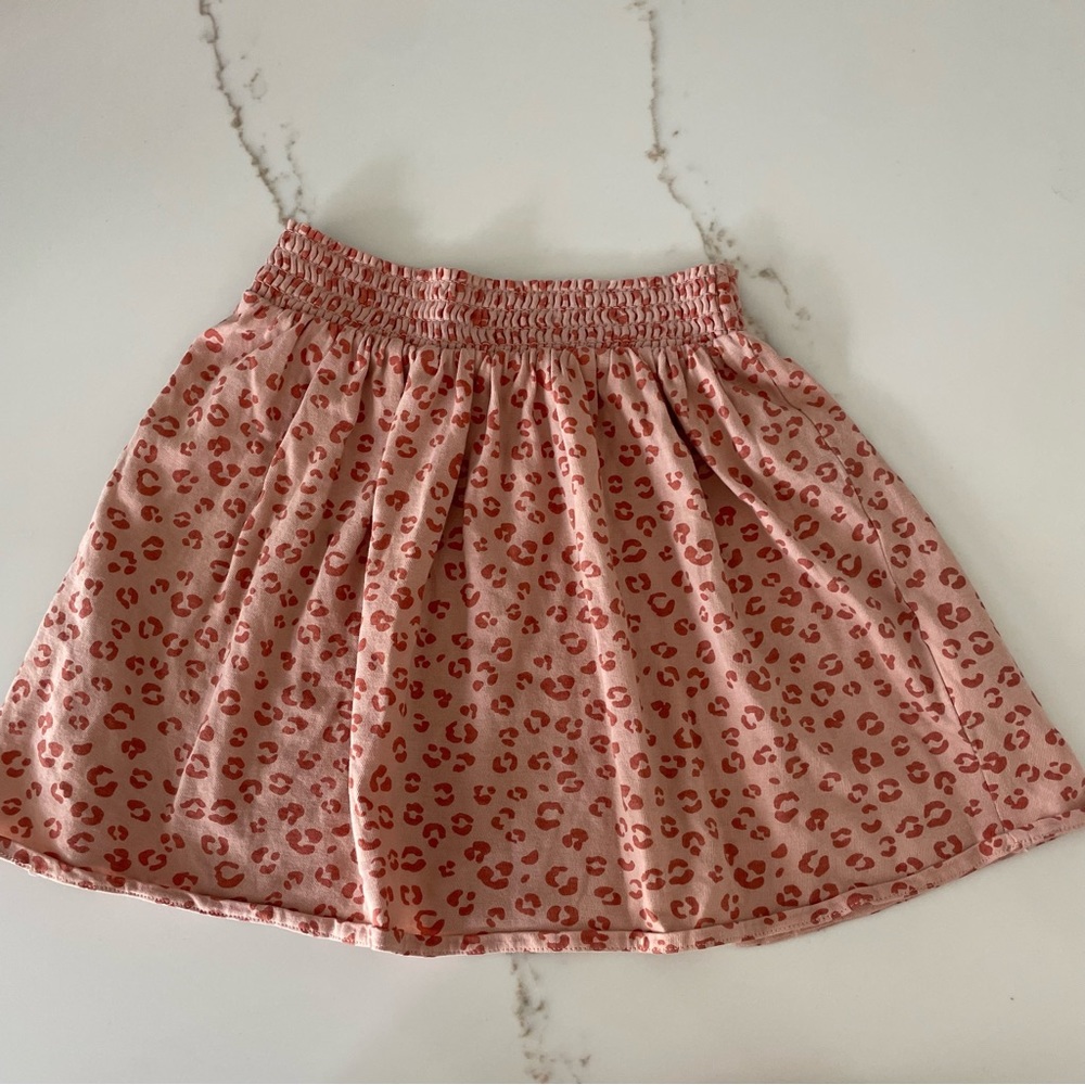 H&M Girls leopard pink cotton skirt size 3-4
